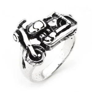 925 Sterling Silver Oxidized Motorcyle Men Ring