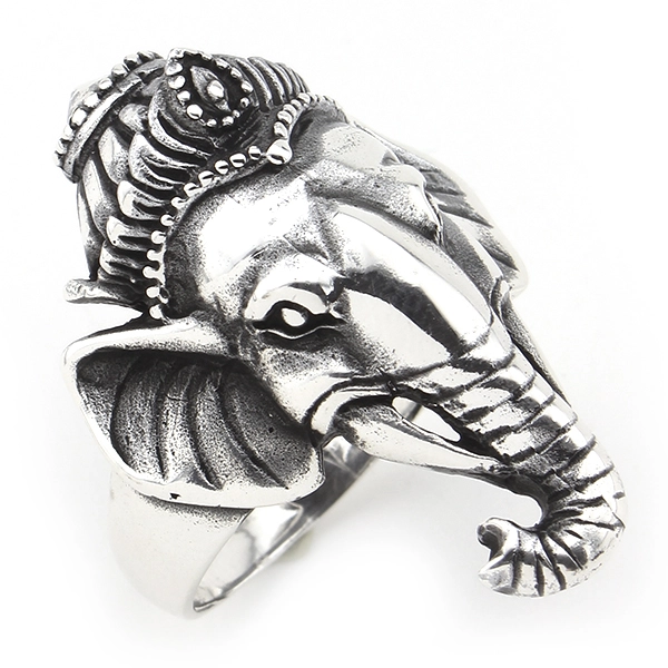 925 Sterling Silver Oxidized Elephant Men Ring