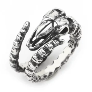 925 Sterling Silver Oxidized Snake Men Ring 3