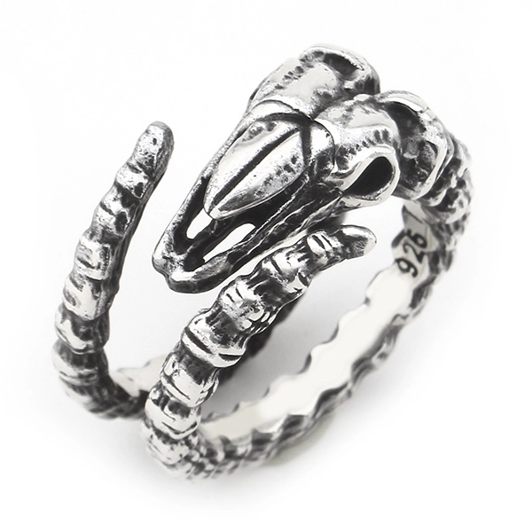 925 Sterling Silver Oxidized Snake Men Ring 3