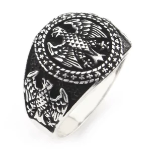 925 Sterling Silver Oxidized Eagle Men Ring 18
