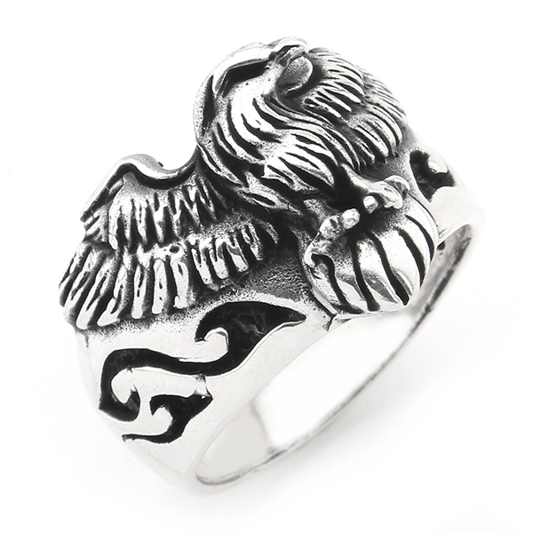 925 Sterling Silver Oxidized Eagle Men Ring 19