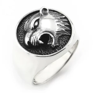 925 Sterling Silver Oxidized Tiger Men Ring