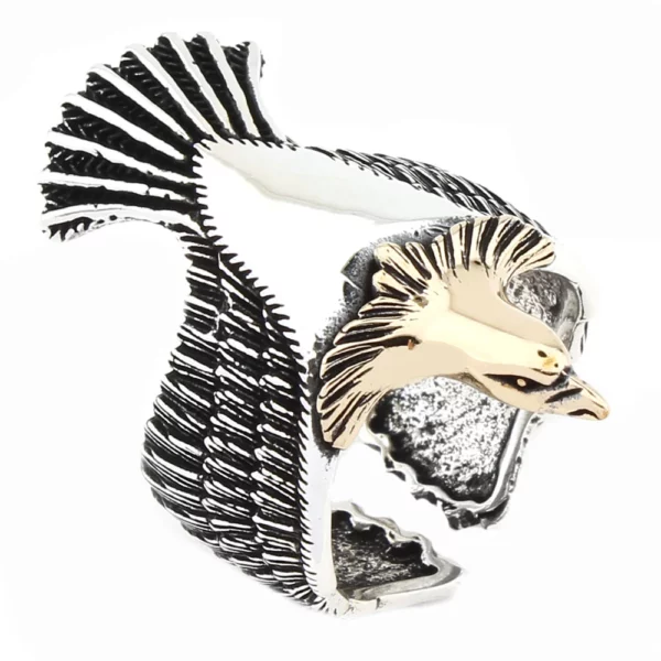 925 Sterling Silver Oxidized Eagle Men Ring 25