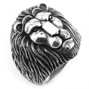 925 Sterling Silver Oxidized Leo Men Ring 12