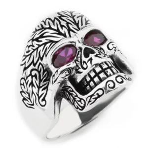 925 Sterling Silver Oxidized Skull Men Ring 40