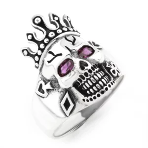 925 Sterling Silver Oxidized Skull Men Ring 42