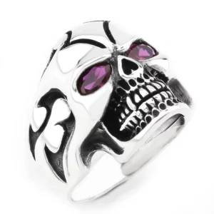 925 Sterling Silver Oxidized Skull Men Ring 44