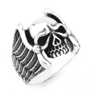 925 Sterling Silver Oxidized Skull Men Ring 47