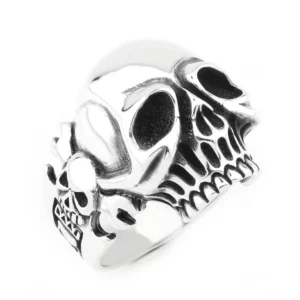 925 Sterling Silver Oxidized Skull Men Ring 48