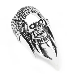 925 Sterling Silver Oxidized Indian Skull Men Ring 3