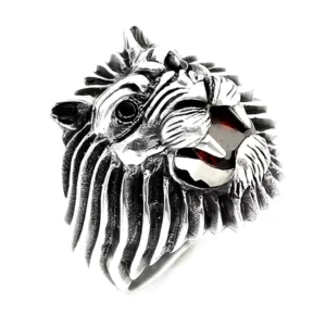 925 Sterling Silver Oxidized Leo Men Ring 2