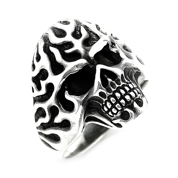 925 Sterling Silver Oxidized Indian Skull Men Ring 21