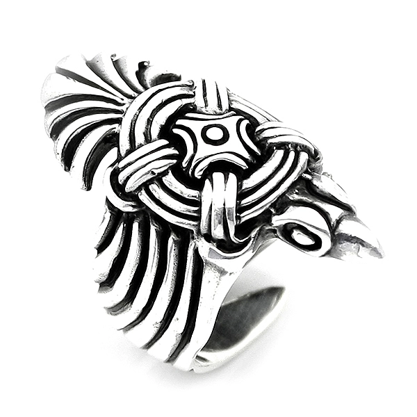 925 Sterling Silver Oxidized Eagle Men Ring