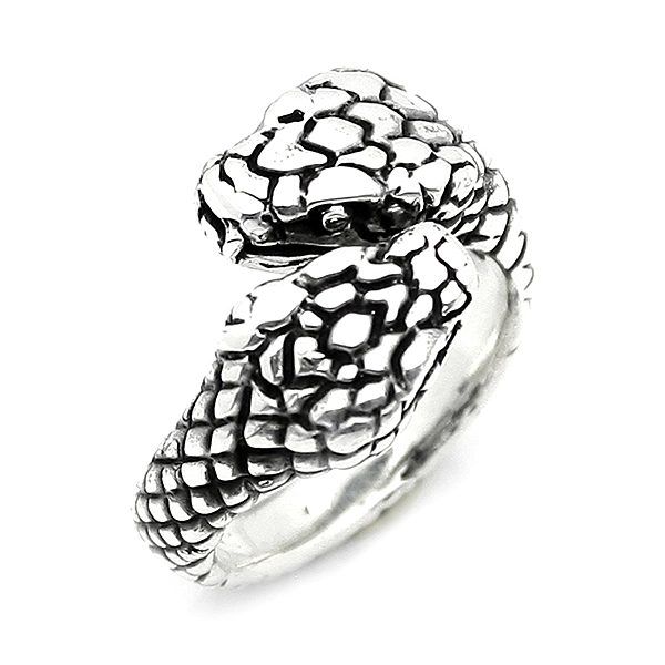 925 Sterling Silver Oxidized Snake Men Ring