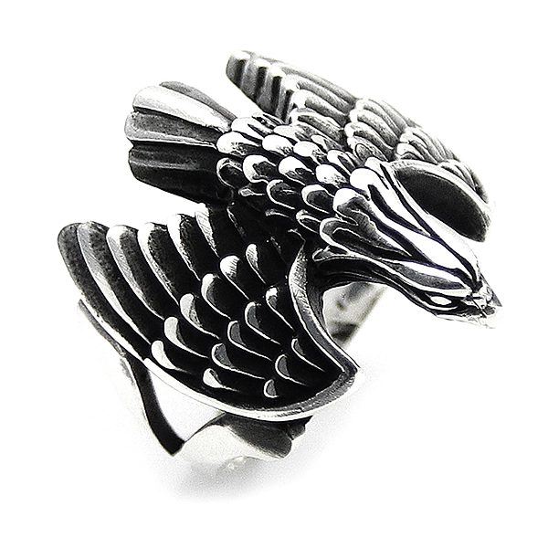 925 Sterling Silver Oxidized Eagle Men Ring 12
