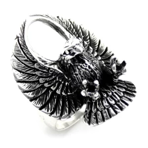 925 Sterling Silver Oxidized Eagle Men Ring 13