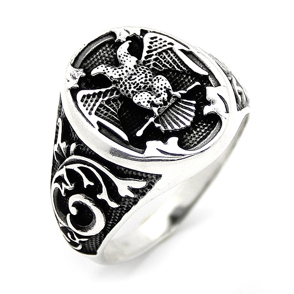 925 Sterling Silver Oxidized Eagle Men Ring 14