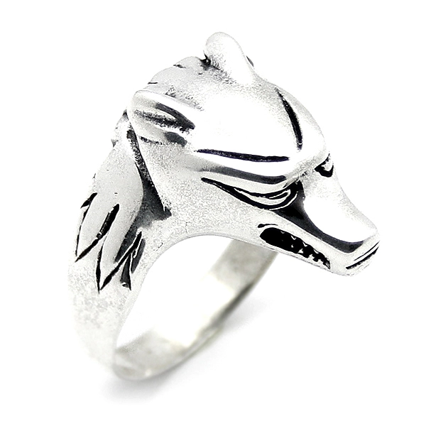 925 Sterling Silver Oxidized Wolf Men Ring 4