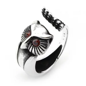925 Sterling Silver Oxidized Owl Men Ring