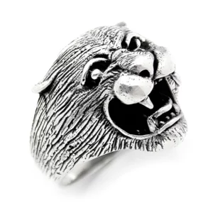 925 Sterling Silver Oxidized Cougar Men Ring 2