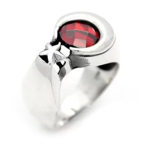 925 Sterling Silver Oxidized Star and Crescent Men Ring 5