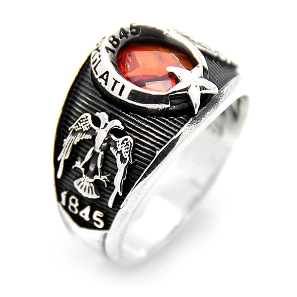 925 Sterling Silver Oxidized Star and Crescent Men Ring 9