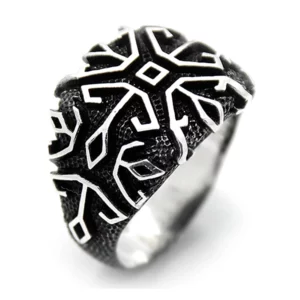 925 Sterling Silver Oxidized Star and Crescent Men Ring
