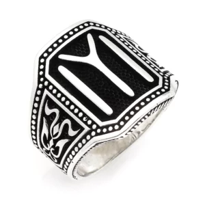 925 Sterling Silver Oxidized Textured Men Ring 3