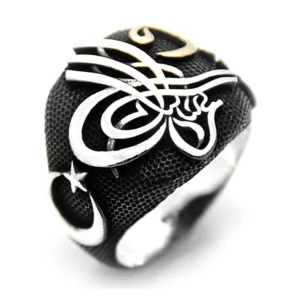 925 Sterling Silver Oxidized Striped Men Ring 11