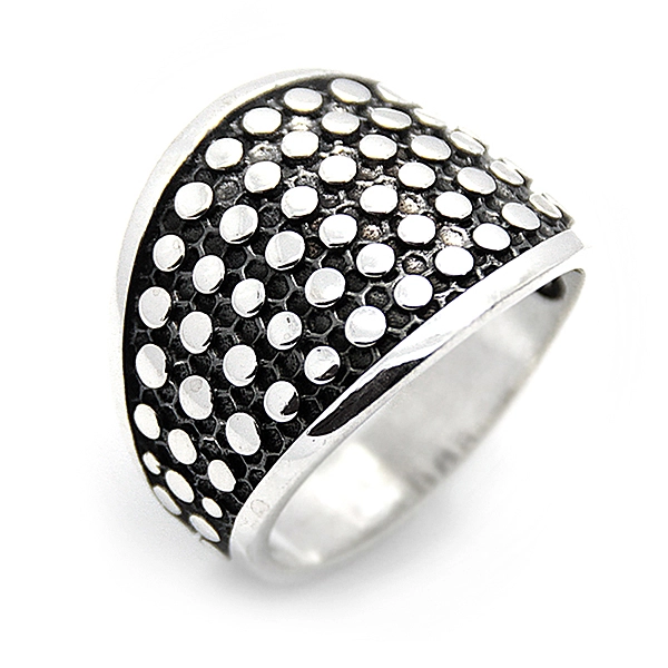 925 Sterling Silver Oxidized Striped Men Ring 13
