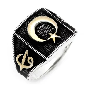 925 Sterling Silver Oxidized Emblem Men Ring