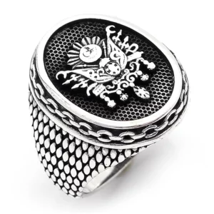 925 Sterling Silver Oxidized Striped Men Ring 7