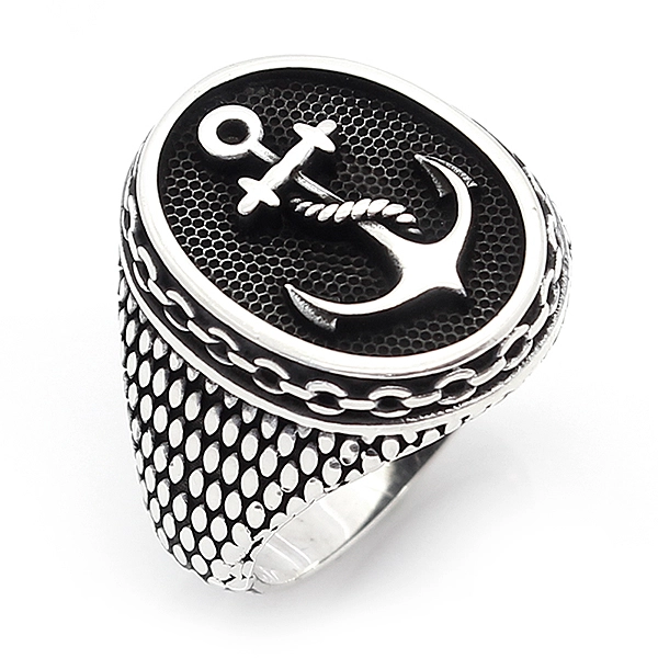 925 Sterling Silver Oxidized Star and Crescent Men Ring 4