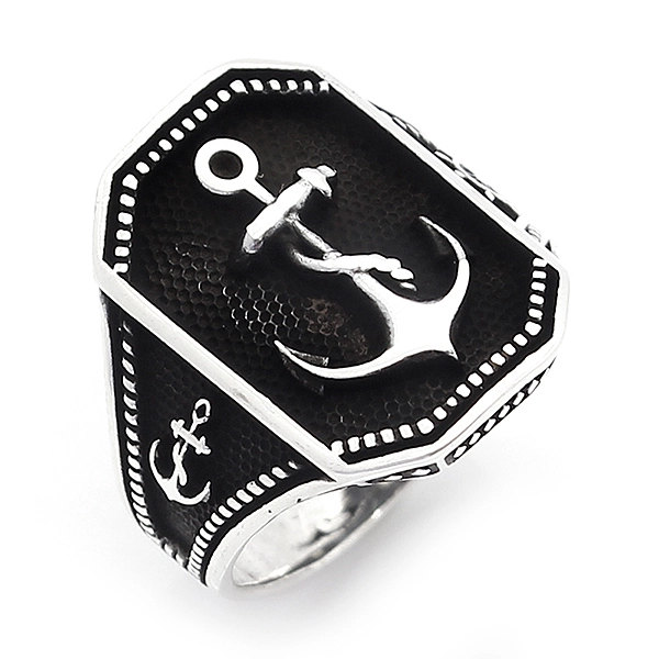 925 Sterling Silver Oxidized Star and Crescent Men Ring 2