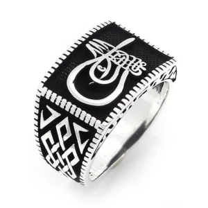 925 Sterling Silver Oxidized Striped Men Ring 2