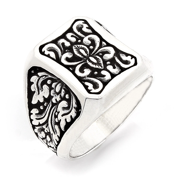 925 Sterling Silver Oxidized Textured Men Ring 6