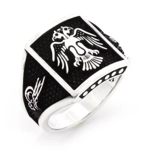 925 Sterling Silver Oxidized Double Headed Eagle Men Ring 6