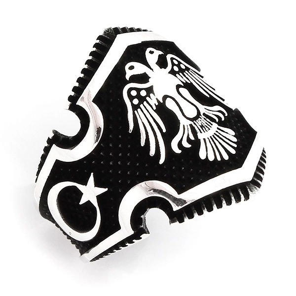 925 Sterling Silver Oxidized Double Headed Eagle Men Ring 7
