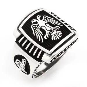 925 Sterling Silver Oxidized Double Headed Eagle Men Ring 9