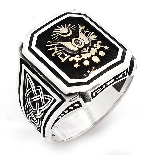 925 Sterling Silver Oxidized Ottoman Emblem Men Ring 6