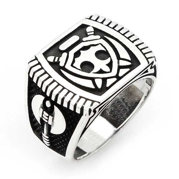 925 Sterling Silver Oxidized Armor Men Ring 2