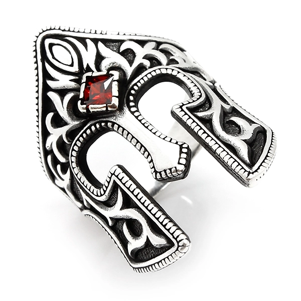 925 Sterling Silver Oxidized Knight Men Ring 2