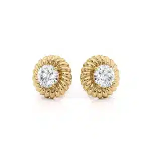 925 Sterling Silver Cable Stud Earrings 4mm CZ Stone