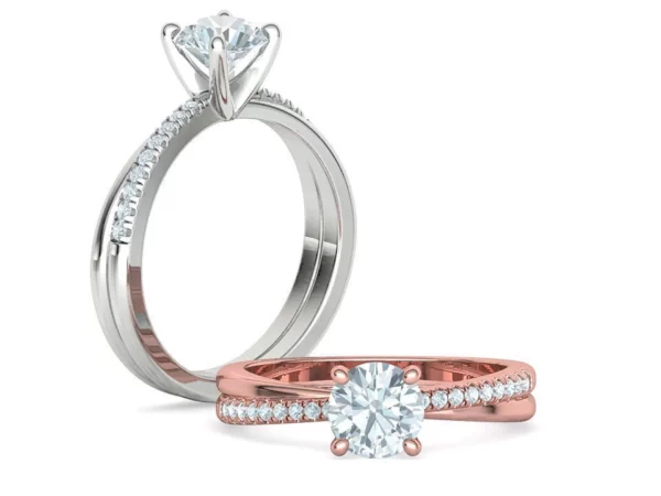 Solitaire Ring Classic Engagement Ring With Pave Setting