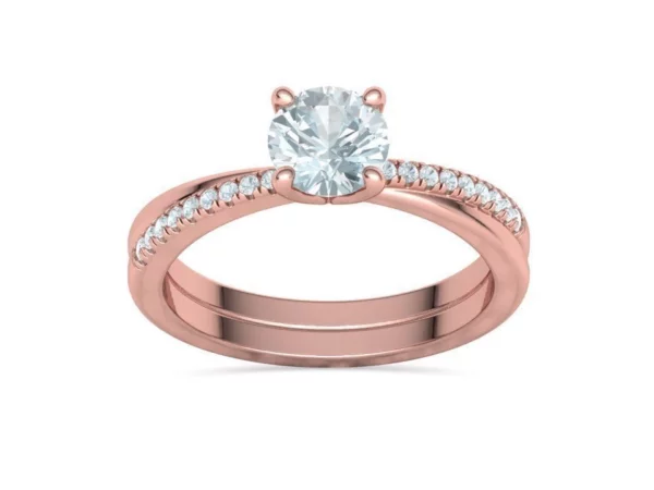 Solitaire Ring Classic Engagement Ring With Pave Setting