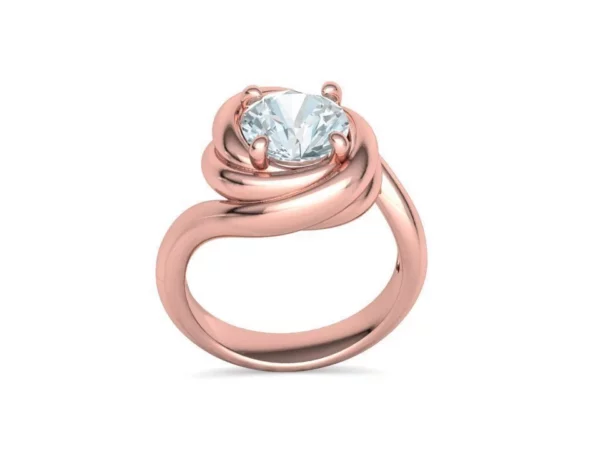 Engagement Spiral Design Ring Hollowed Twisted