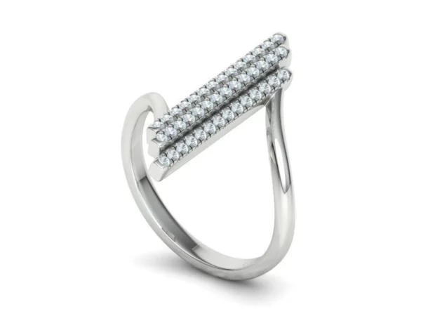 Alice 3Row Diamond Ring Bypass Ring French Pave