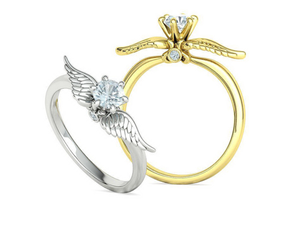 Angel Wings Solitaire Ring Own Design Promise Ring