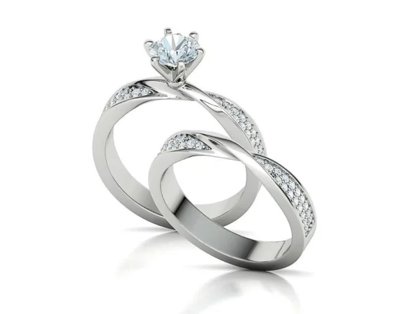 Classic Bridal Set Mobius Rings Engagement and Matching Band